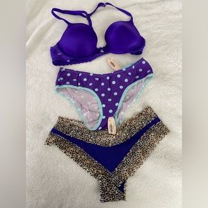 VS bra and 2 pair panties.  Panties are NWT, bra shows very little wear.